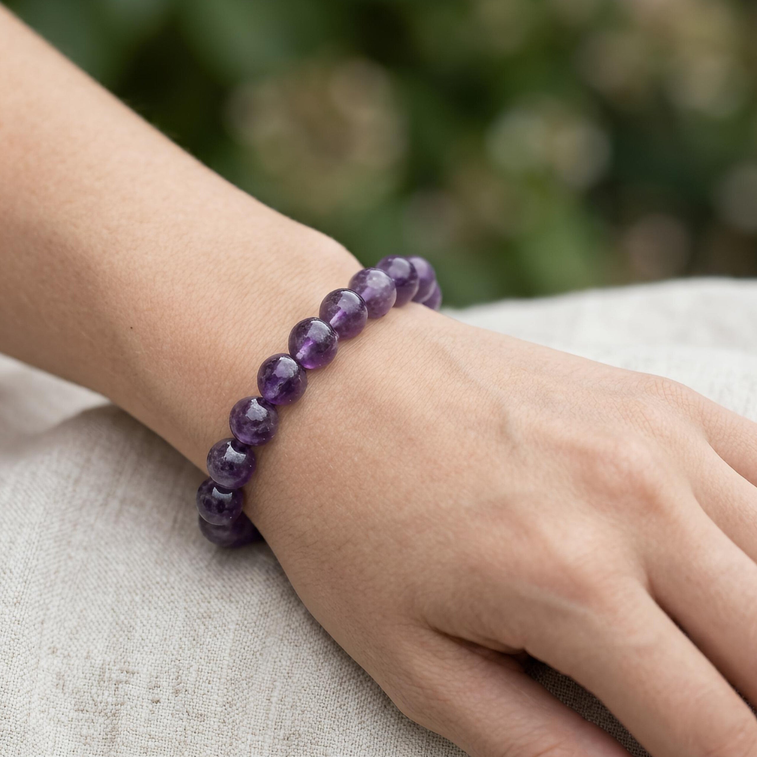 Amethyst Bracelet – Natural Purple Gemstone Beads