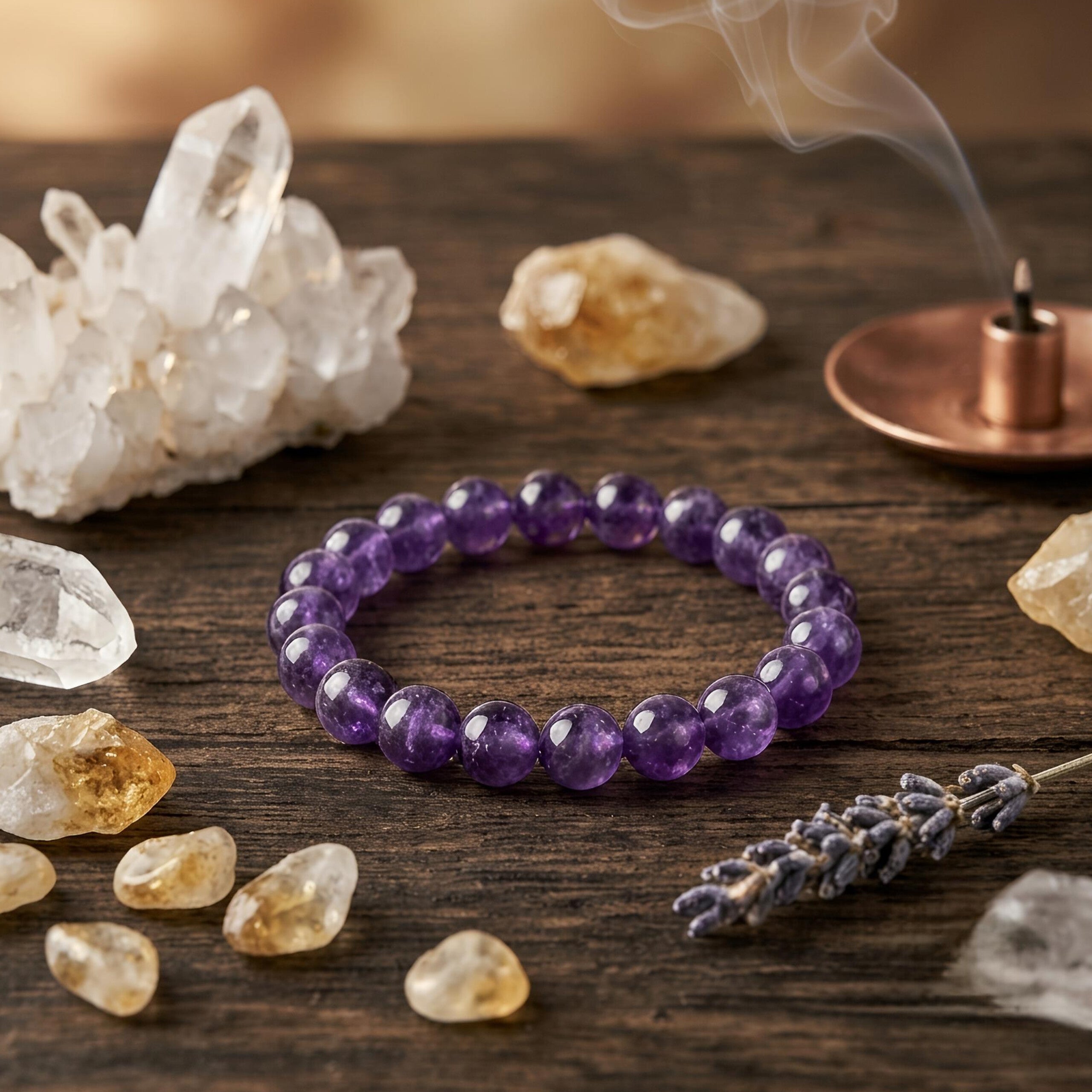 Amethyst Bracelet – Natural Purple Gemstone Beads