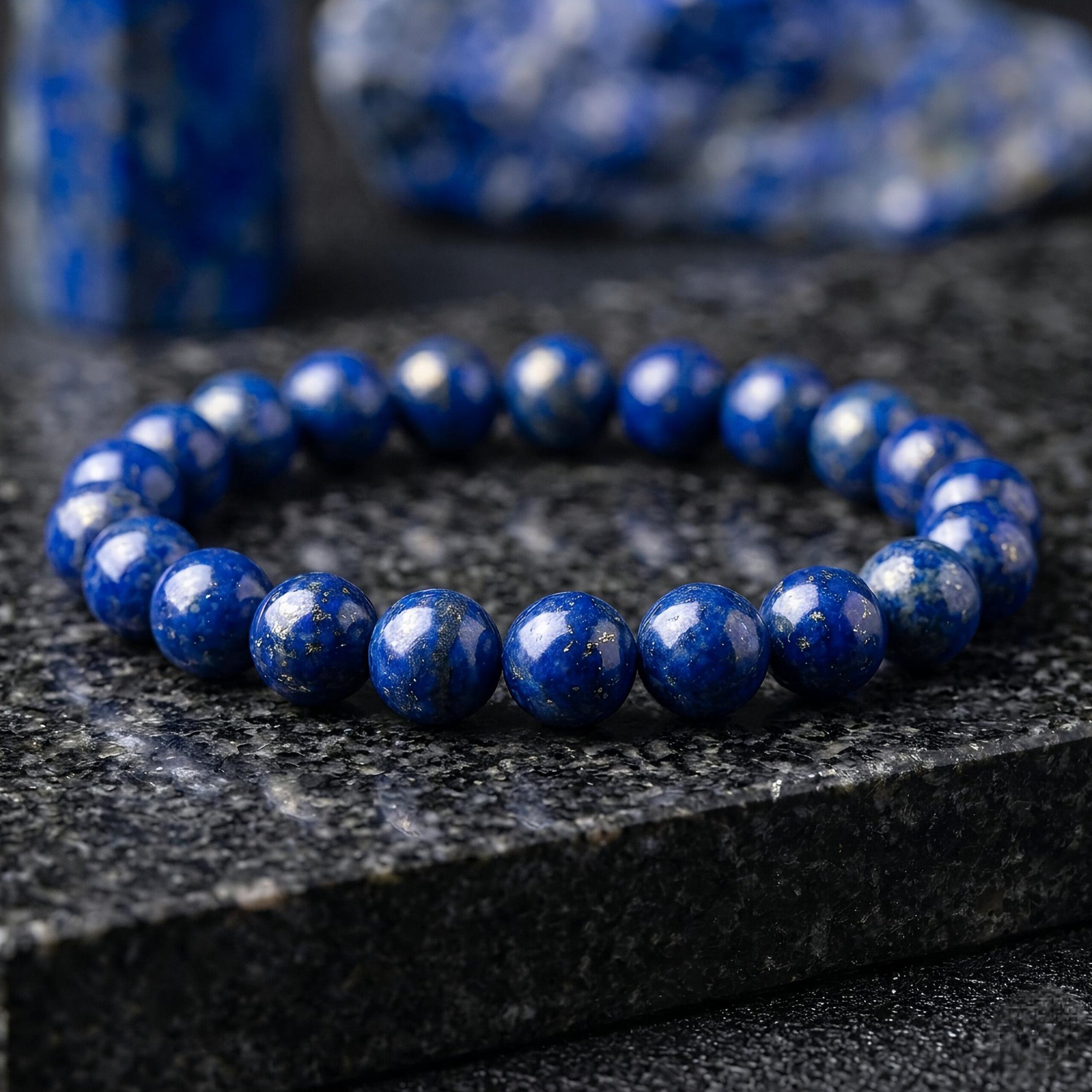Lapis Lazuli Bracelet – Natural Deep Blue Gemstone Beads