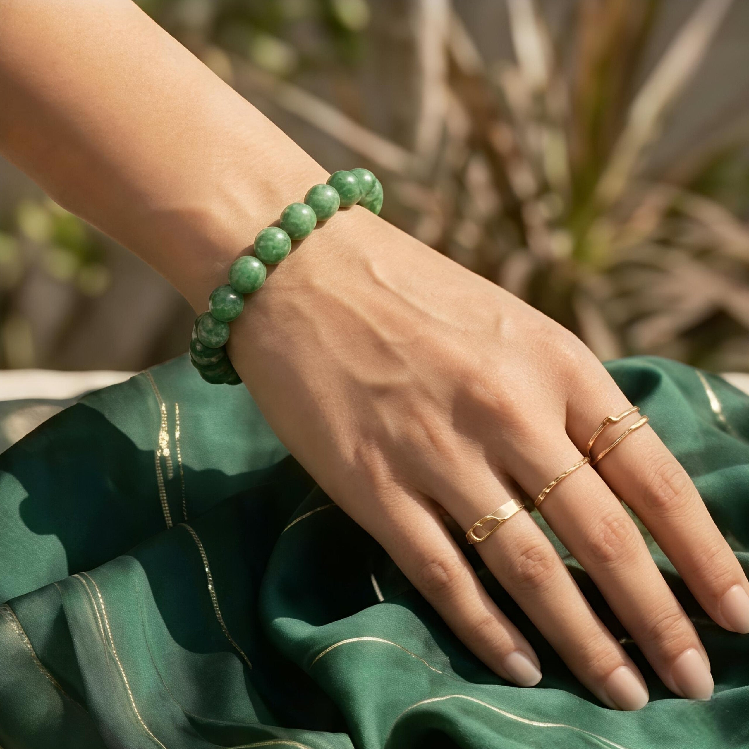Green Jade Bracelet – Natural Green Gemstone Beads