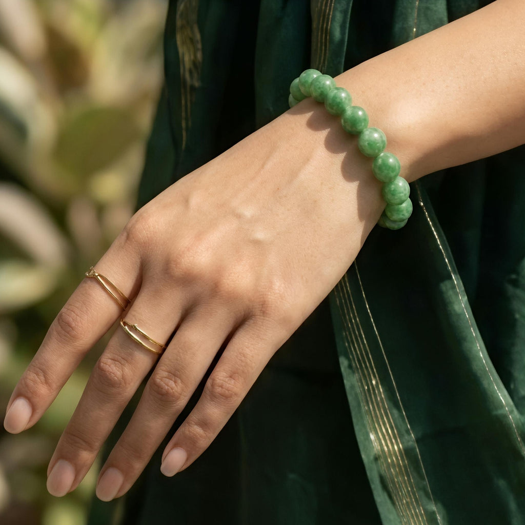 Green Jade Bracelet – Natural Green Gemstone Beads