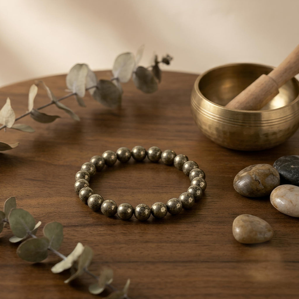 Golden Pyrite Bracelet – Natural Metallic Gemstone Beads