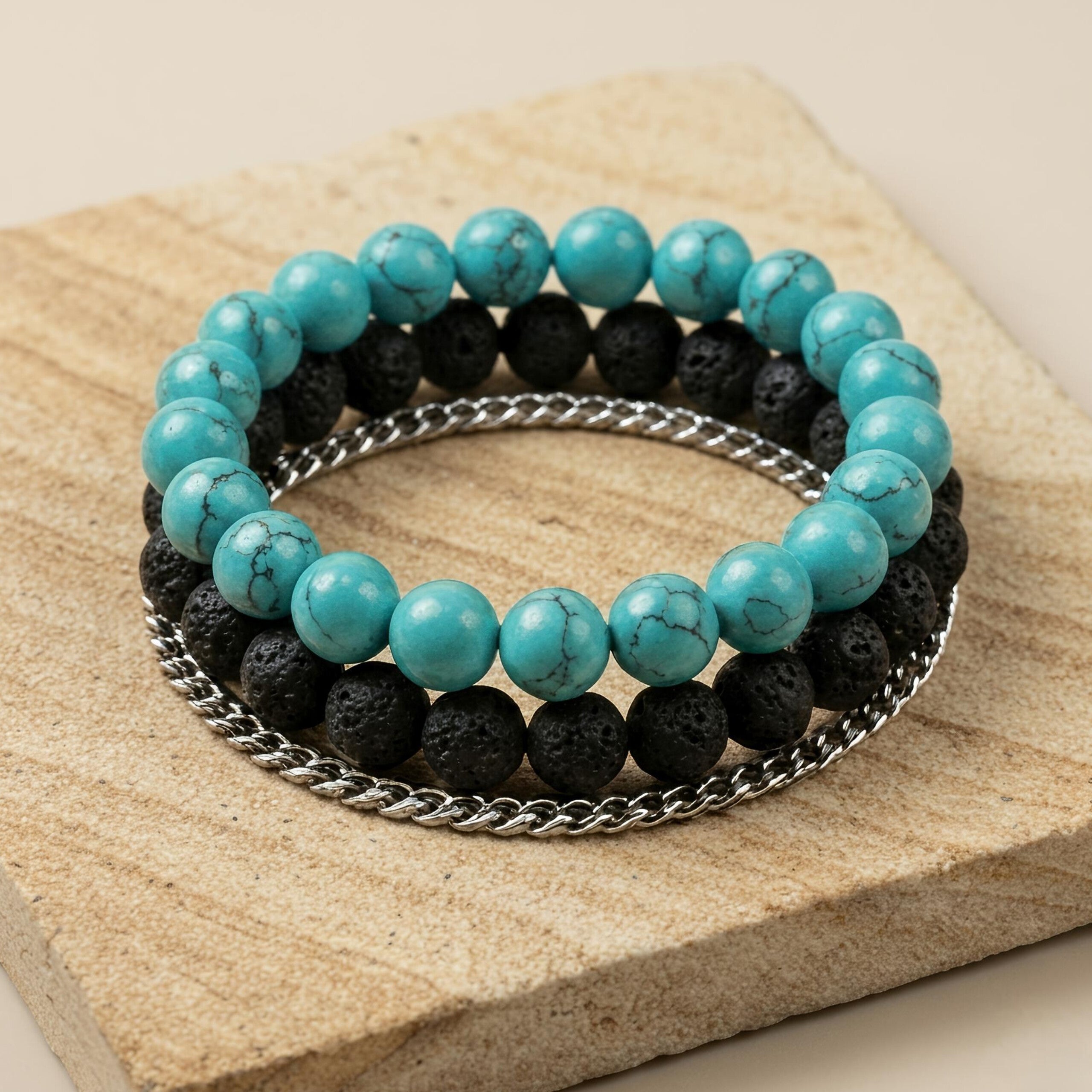 Firoza (Turquoise) Bracelet – Natural Sky Blue Gemstone Beads