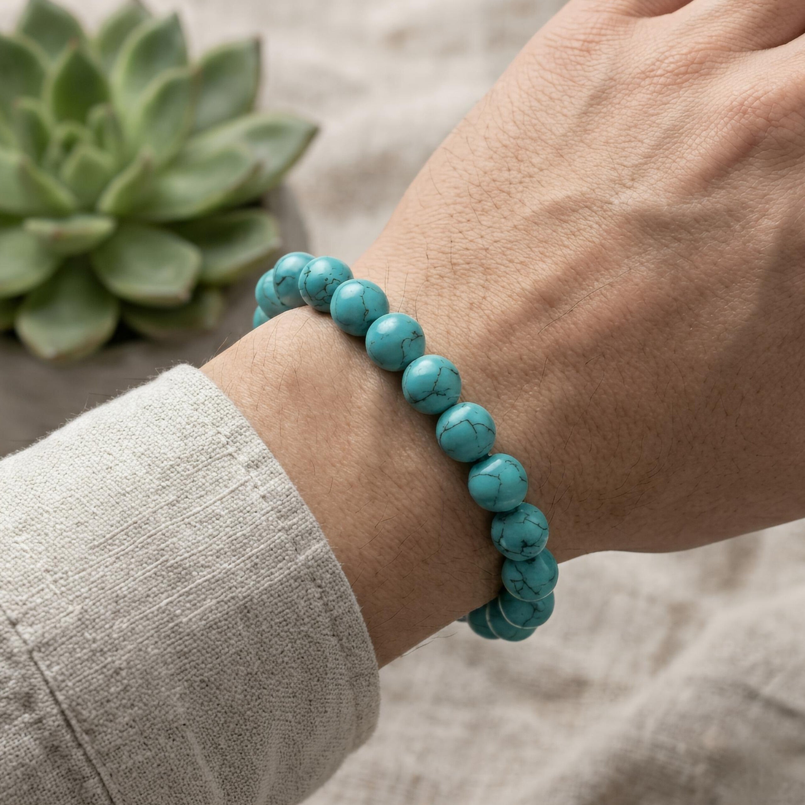 Firoza (Turquoise) Bracelet – Natural Sky Blue Gemstone Beads