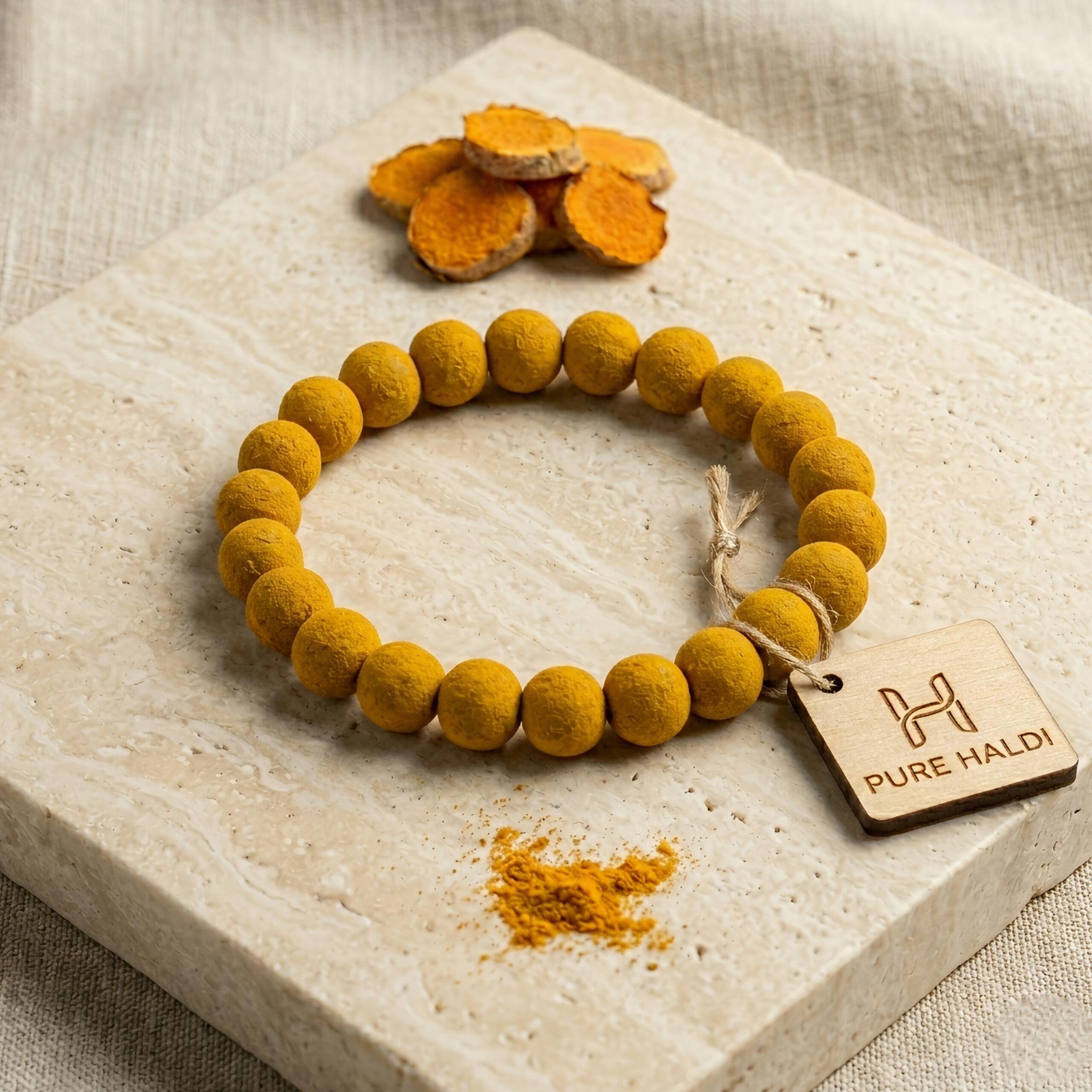Haldi Bracelet 10mm – Natural Turmeric Beads Bracelet