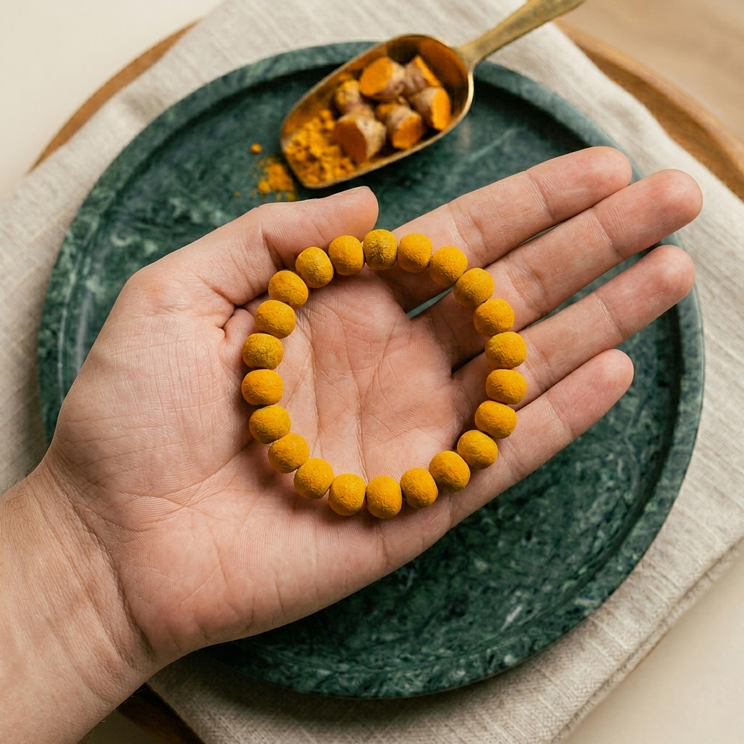 Haldi Bracelet 10mm – Natural Turmeric Beads Bracelet