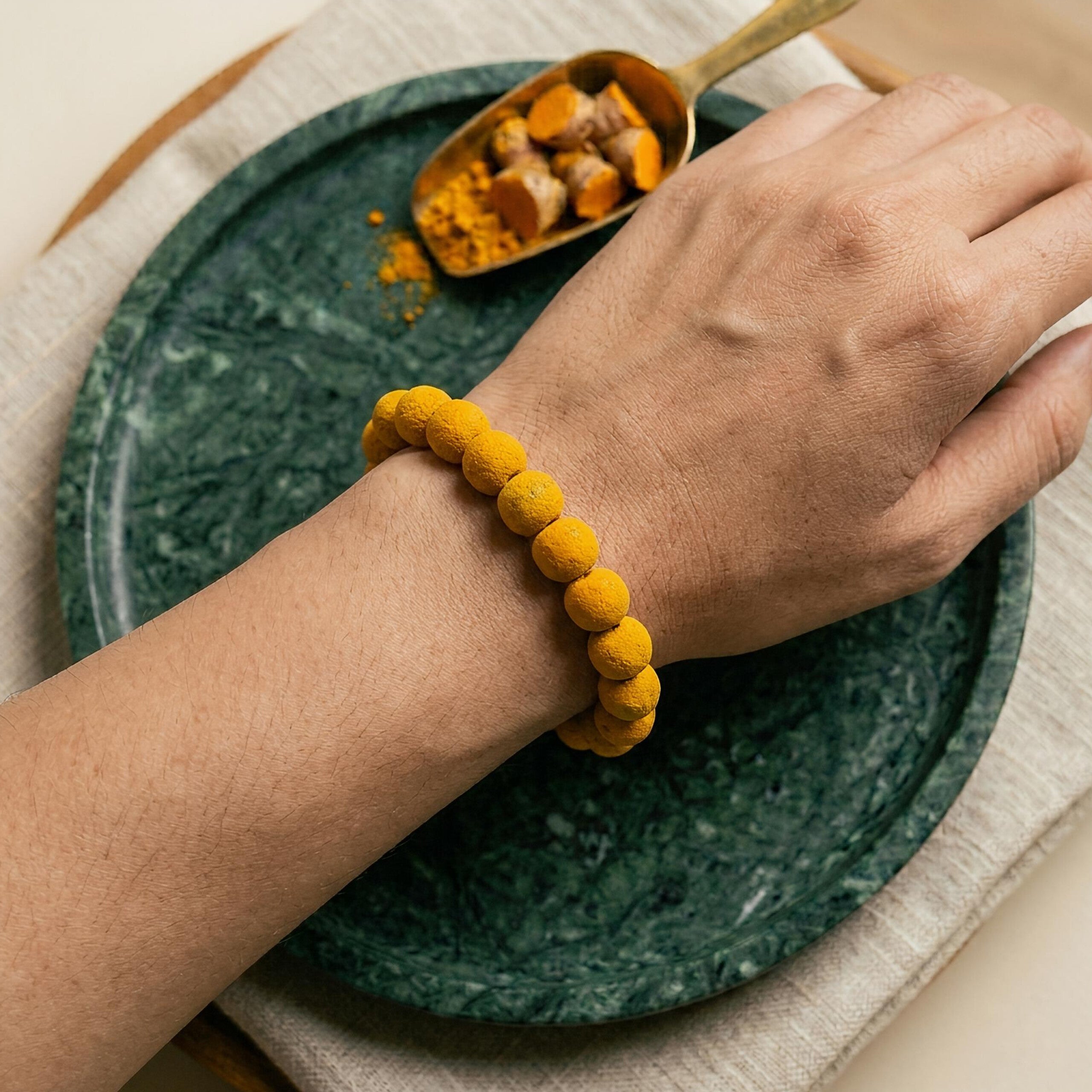 Haldi Bracelet 10mm – Natural Turmeric Beads Bracelet