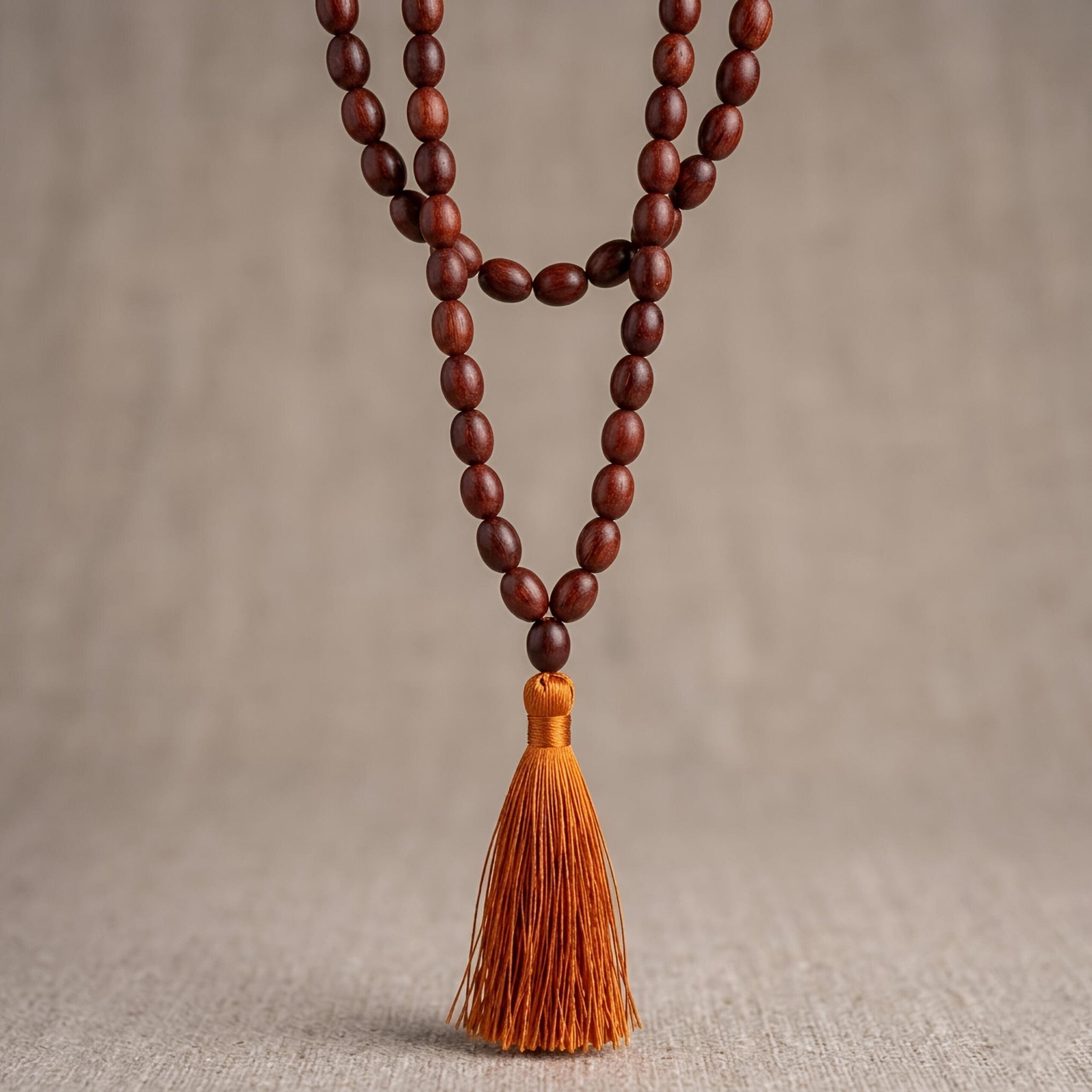 Red Sandalwood Mala (Rakt Chandan) – Natural Oval Beads 10mm