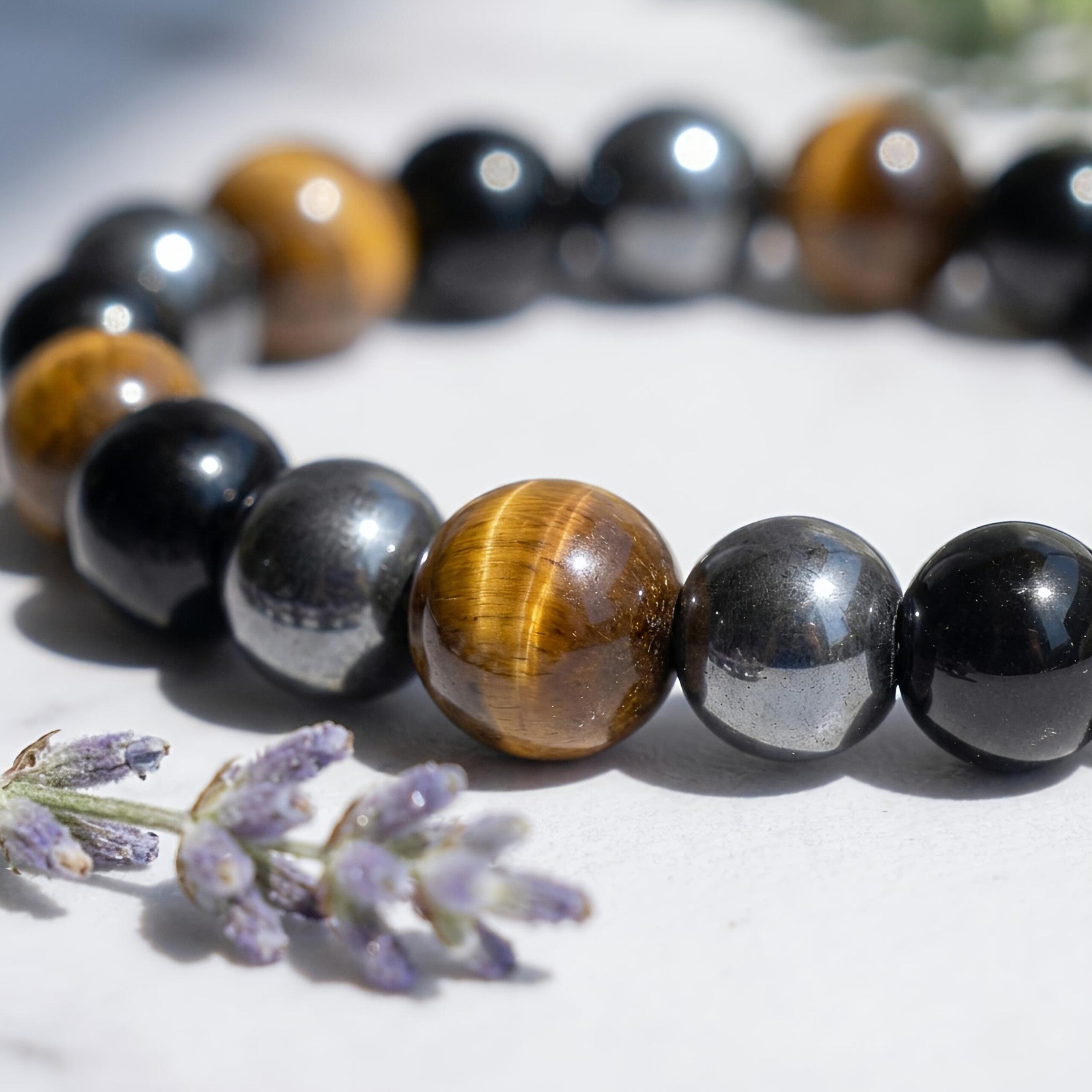 Triple Protection Bracelet – Natural Tiger Eye, Hematite & Black Obsidian