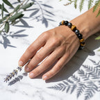 Triple Protection Bracelet – Natural Tiger Eye, Hematite & Black Obsidian