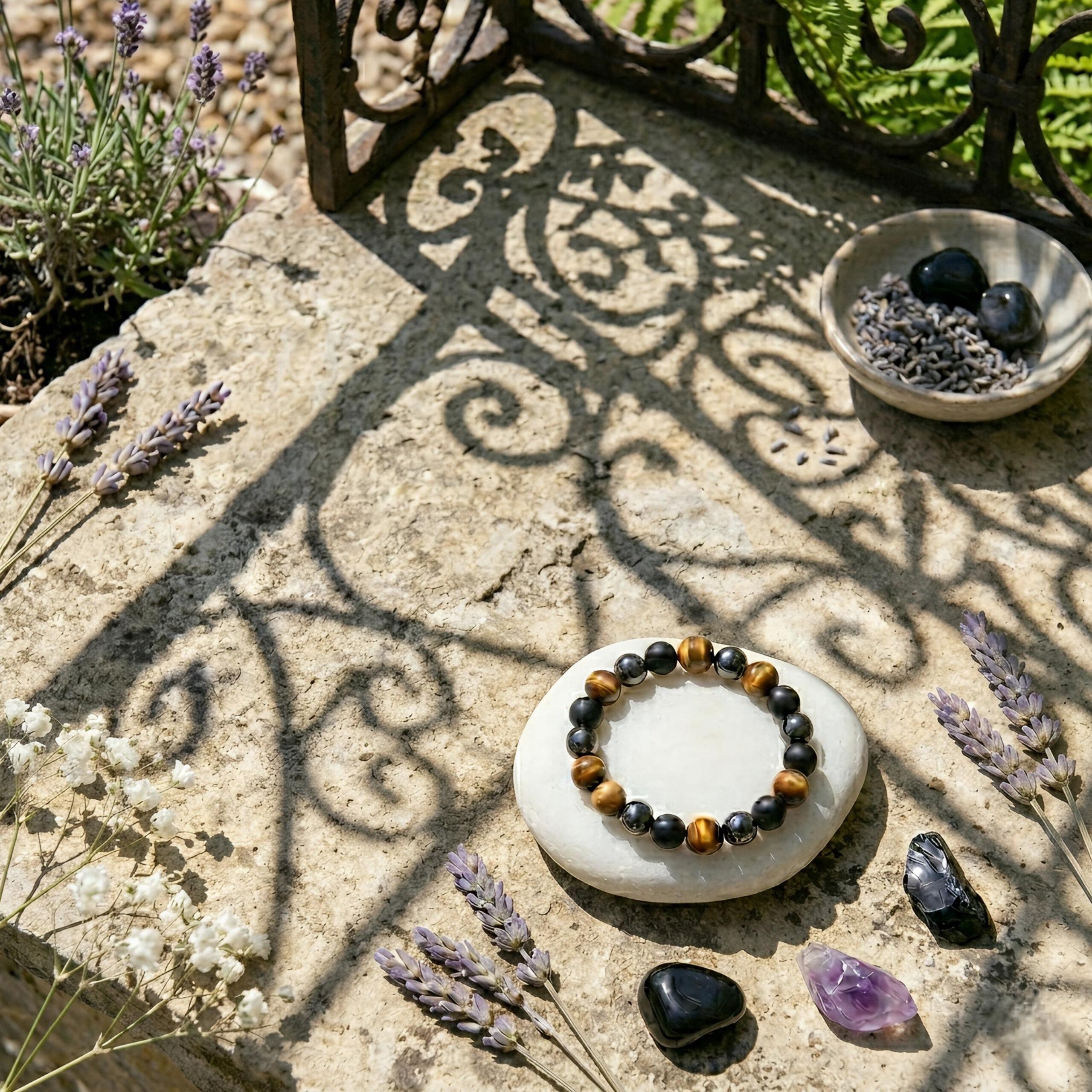 Triple Protection Bracelet – Natural Tiger Eye, Hematite & Black Obsidian
