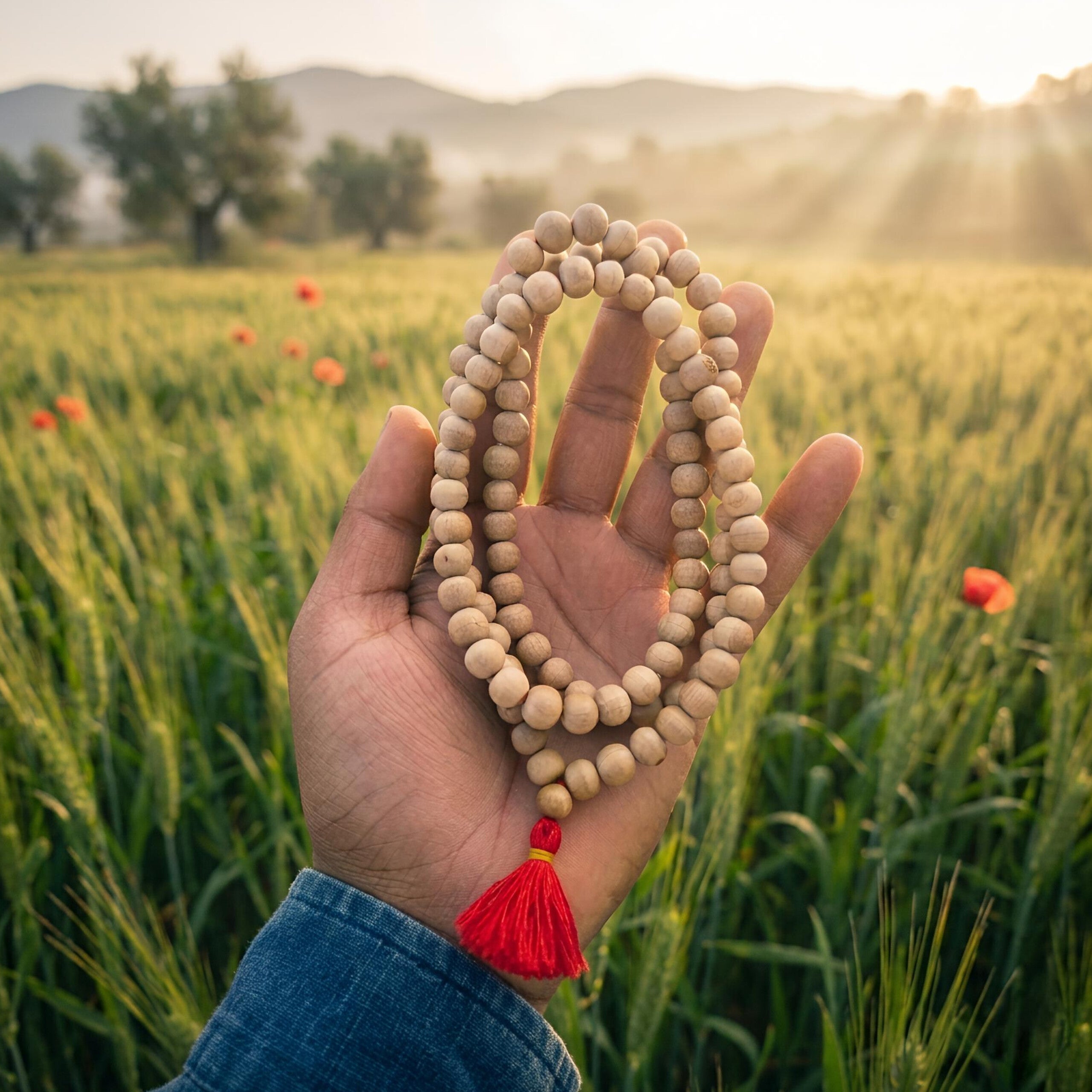 Parijat Wood Jaap Mala (Harsingar) – Natural Sacred Wood 108 Beads