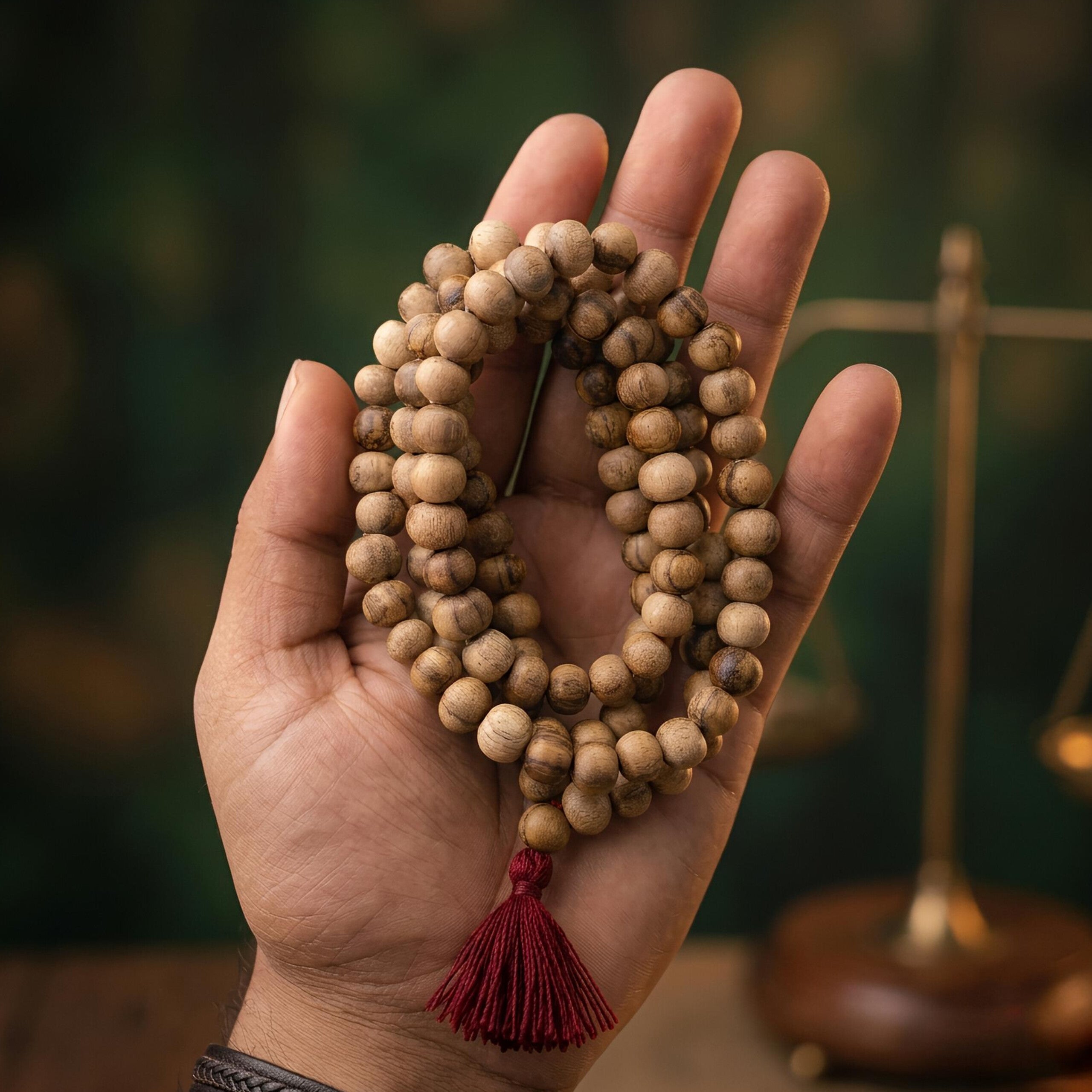 Shami Wood Jaap Mala – Natural Shami Wood 108 Beads