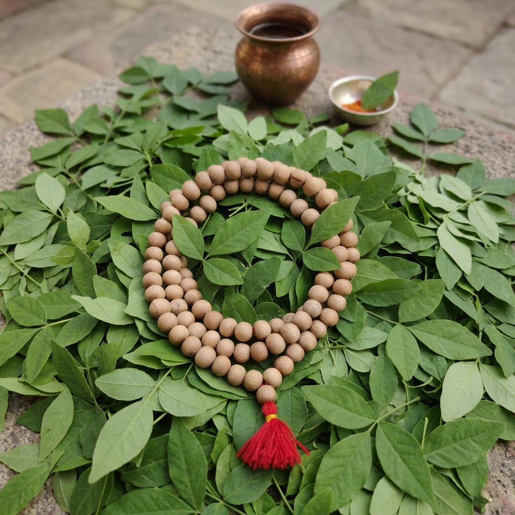 Bel Wood Jaap Mala (Bilva Mala) – Natural Belpatra Wood 108+1 Beads