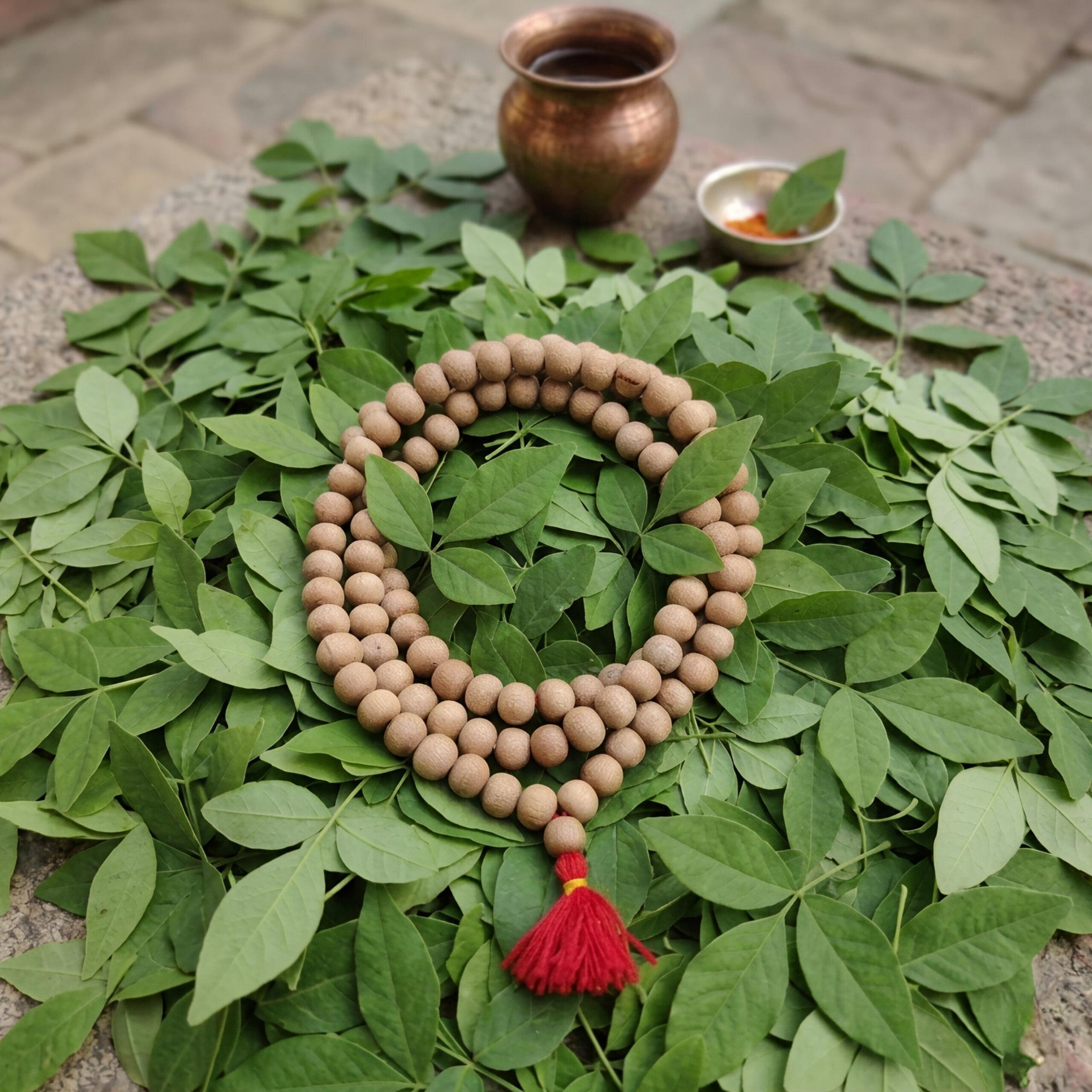 Bel Wood Jaap Mala (Bilva Mala) – Natural Belpatra Wood 108+1 Beads
