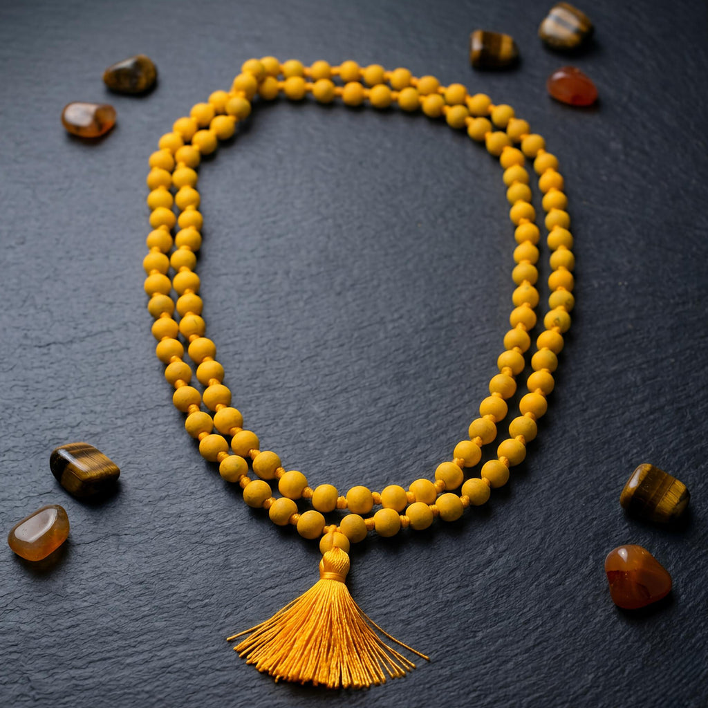 Haldi Jaap Mala – Natural Turmeric Beads 108