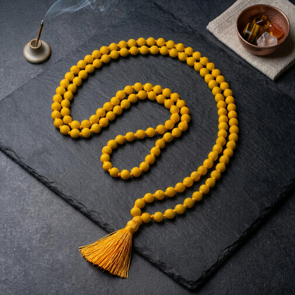 Haldi Jaap Mala – Natural Turmeric Beads 108