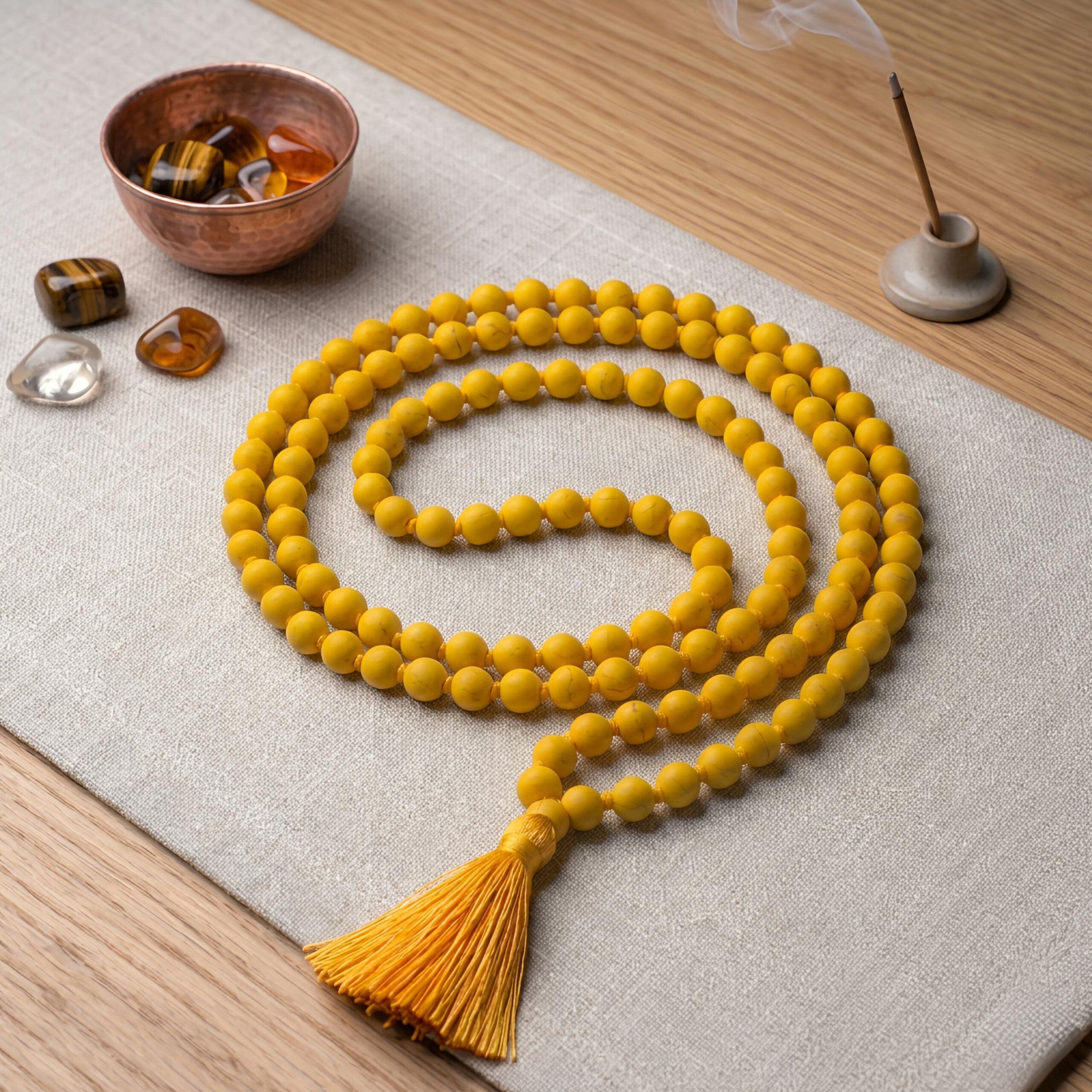 Haldi Jaap Mala – Natural Turmeric Beads 108