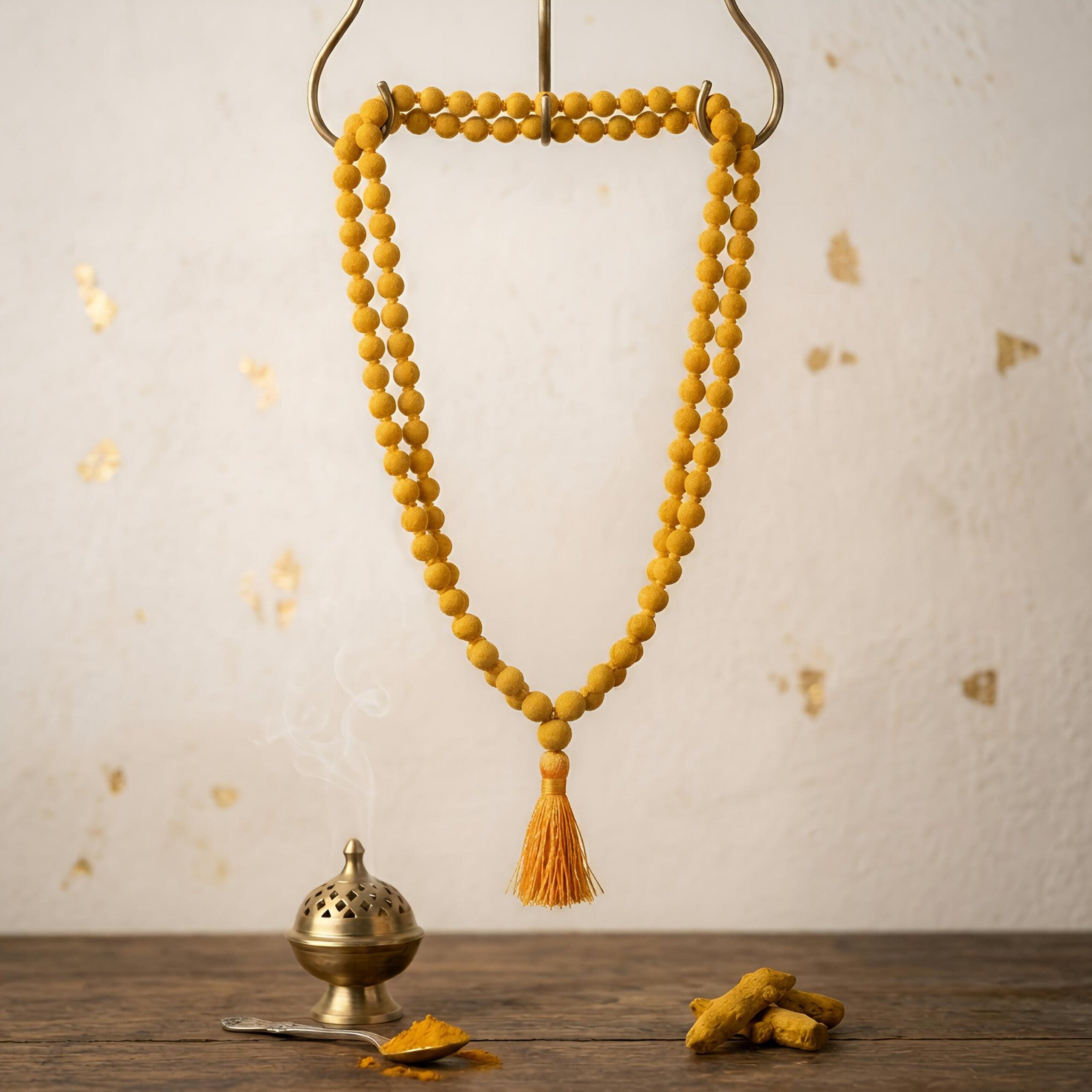 Haldi Jaap Mala – Natural Turmeric Beads 108