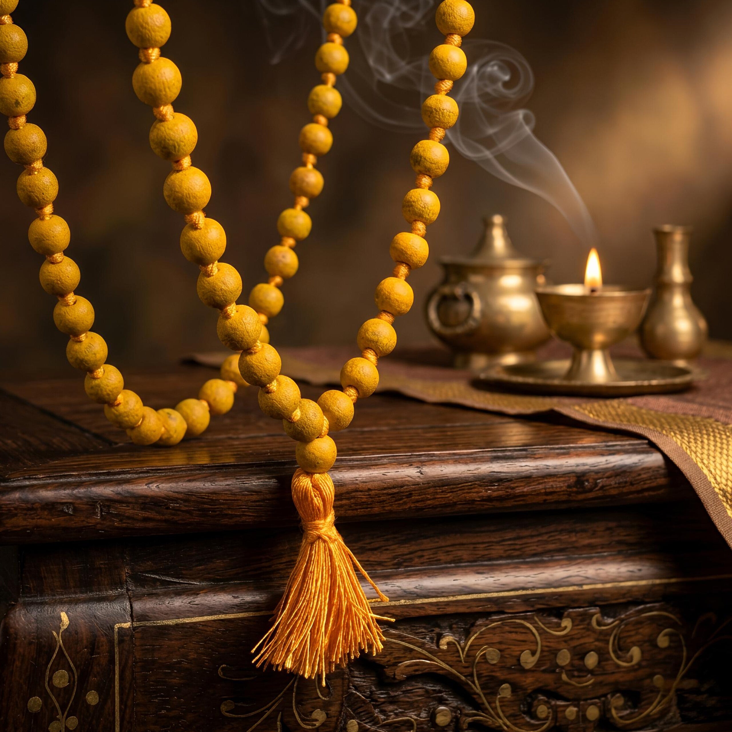 Haldi Jaap Mala – Natural Turmeric Beads 108