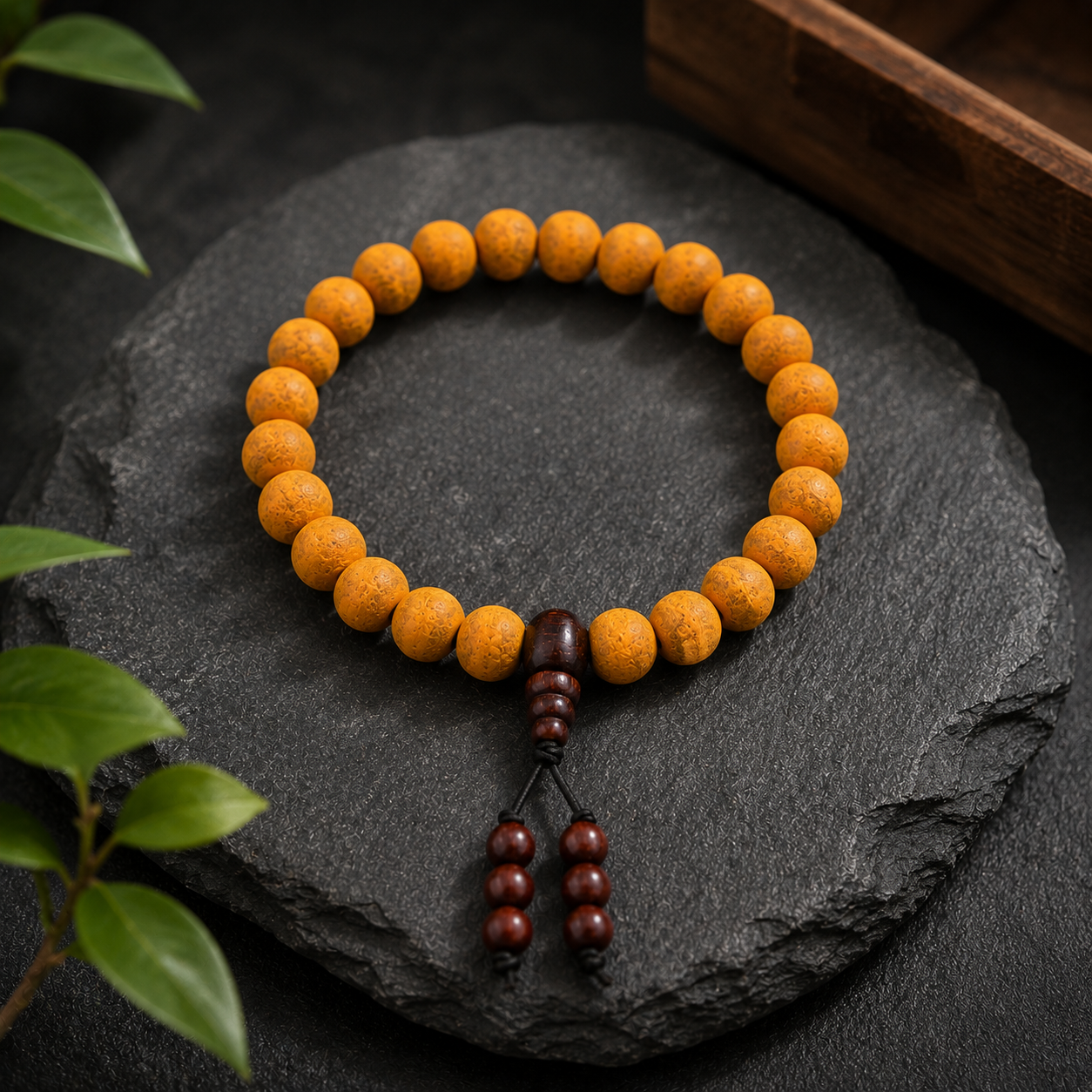 Mix Haldi &amp; Red Sandalwood Bracelet – Natural Turmeric &amp; Lal Chandan Wooden Beads