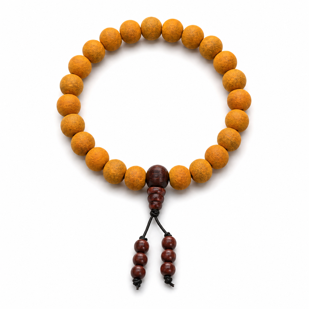 Mix Haldi &amp; Red Sandalwood Bracelet – Natural Turmeric &amp; Lal Chandan Wooden Beads