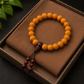 Mix Haldi &amp; Red Sandalwood Bracelet – Natural Turmeric &amp; Lal Chandan Wooden Beads